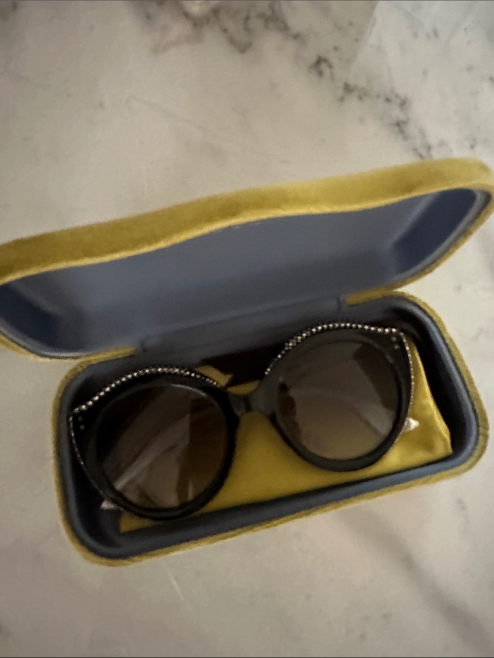Gucci Black Round Crystal Trim Sunglasses